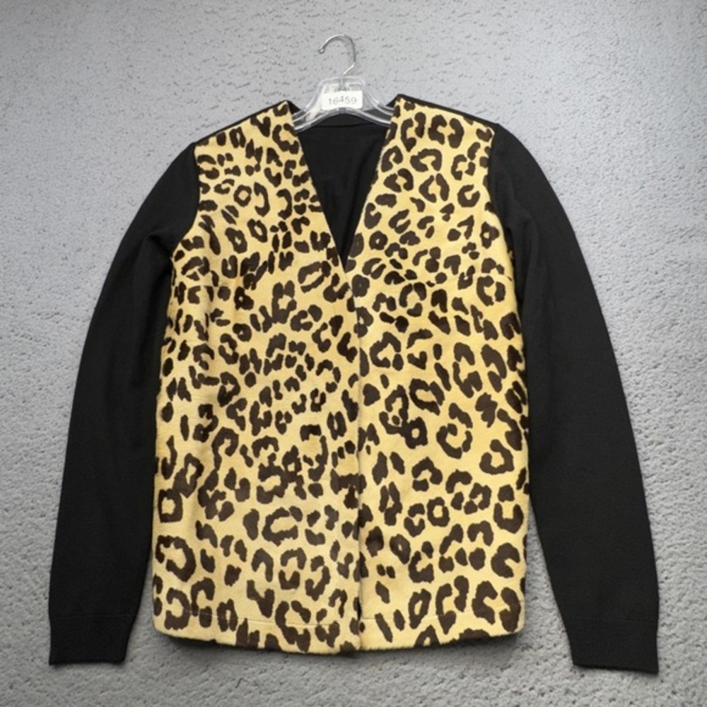 Ralph‎ Lauren Purple Label Cardigan Sweater Womens Medium Leopard Animal Print